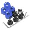 Vgoohobby Metal 12mm Hex Wheel Hubs 7mm Thick Drive Adapters with Flanged Lock Nuts Compatible with Traxxas 1/10 4WD Rustler Slash Stampede RC CarReplace Part 1654 (Blue) view 2