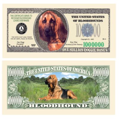 American Art Classics Pack of 50 - Bloodhound Dog $Million Dollar$ Novelty Bill Collectible - Best Gift for Blood Hound Lovers - Collectible Novelty Bill (Not Real Currency)