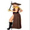 Roma Costume Women's 4pc Pirate Buccaneer Beauty Costume, Brown/Red, Large view 3