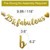 25 & Fabulous Banner, Pre-Strung, Funny Gold Paper Glitter Party Decorations for 25th Birthday Party Supplies, Letters Gold,ABCpartyland view 2