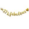 27 & Fabulous Banner, Pre-Strung, Funny Gold Paper Glitter Party Decorations for 27th Birthday Party Supplies, Letters Gold,ABCpartyland view 1