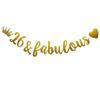 26 & Fabulous Banner, Pre-Strung, Funny Gold Paper Glitter Party Decorations for 26th Birthday Party Supplies, Letters Gold,ABCpartyland view 1