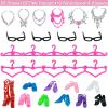43Pcs Doll Clothes and Accessories Pack Including 10 Mini Dresses 3 Handmade Fashion Clothing Outfits Sets 10 Shoes 20 Cute Accessories for 11.5 inch Girl Doll view 3