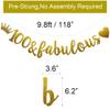 100 & Fabulous Banner, Pre-Strung, Funny Gold Paper Glitter Party Decorations for 100th Birthday Party Supplies, Letters Gold,ABCpartyland view 2