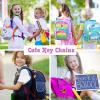 Highergo 120 Pcs Cartoon Keychains Bulk for Kids Cute Backpack Keyring Dinosaur Unicorn Astronaut Animal Rainbow Keychains for School Classroom Prizes Birthday Christmas Party Favors Gift view 3