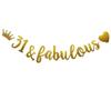 31 & Fabulous Banner, Pre-Strung, Funny Gold Paper Glitter Party Decorations for 31st Birthday Party Supplies, Letters Gold,ABCpartyland view 1