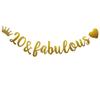 20 & Fabulous Banner, Pre-Strung, Funny Gold Paper Glitter Party Decorations for 20th Birthday Party Supplies, Letters Gold,ABCpartyland view 1