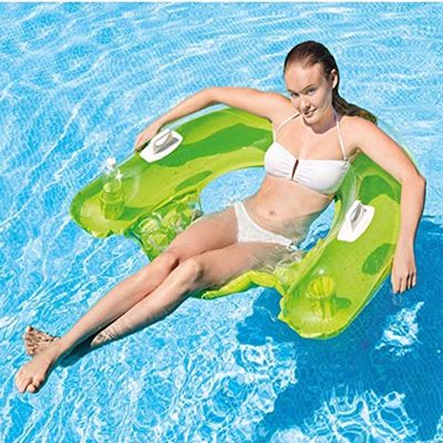 Pool Float Airbeds Hand- held Floating Row Chair Water Inflatable Floating Drainage Sports Equipment Adult Swimming Pool 120cm(Color: Green) for Chilling in The Pool(Green)