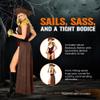 Roma Costume Women's 4pc Pirate Buccaneer Beauty Costume, Brown/Red, Medium view 3