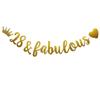 28 & Fabulous Banner, Pre-Strung, Funny Gold Paper Glitter Party Decorations for 28th Birthday Party Supplies, Letters Gold,ABCpartyland view 1
