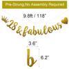 28 & Fabulous Banner, Pre-Strung, Funny Gold Paper Glitter Party Decorations for 28th Birthday Party Supplies, Letters Gold,ABCpartyland view 2