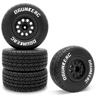 OGRC 4PCS 12mm Hex Tires Plastic Wheel Rims with Foam Inserts Rubber Tyres for 1/10 Tires for Traxxas Slash Redcat Axial Redcat HSP Tamiya HPI Kyosho RC Short Course Truck