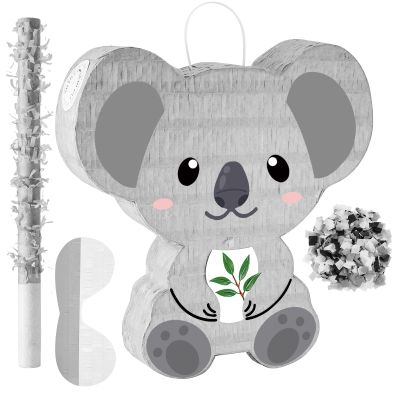 Koala Piatas for Birthday Party Safari Animal Piata with Stick, Blindfold, Confetti for Adults Birthday Baby Shower Party Supplies
