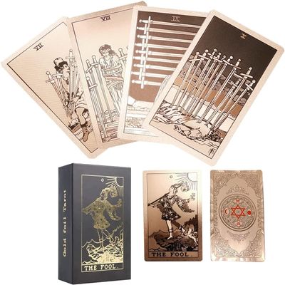 VOVCIG Tarot Cards with Guidebook Tarot Cards Deck Set,PVC Waterproof Divination Tool for Beginners and Expert Readers(Rose Gold)