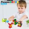 PicassoTiles Building Brick + Action Figures + Magnetic Brick Tiles, 1250 pcs 6 Shape, 11 Color Vibrant Sensory Mix & Match Brick Building, 4 Family Expansion Pack, Construction Toy Socket Spikes Toys view 2