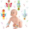 Jerify 4 Pcs Baby Wrist Rattles Animal Pattern Newborn Rattle Wrist Foot Toy for Babies Boy Girl Infant Birthday Gifts Educational Toys, 4 Designs view 1