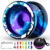 MAGICYOYO Responsive Yoyo V3, Professional Metal Yoyo for Kids Beginner, Aluminum Alloy Yo yo with Unresponsive Bearing + Bearing Removal Tool + Axle + Bag + 12 Yo-yo Strings (Black Blue Purple) view 1