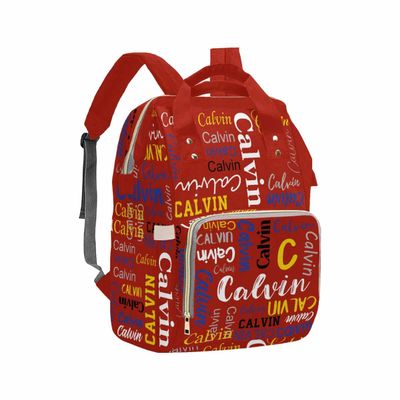 Personalized Diaper Backpack, Custom Dark Red Name Logo Diaper Bag Mummy Nursing Baby Bag Casual Travel Daypack Bag Fashion Multipurpose Shoulder Bag for Travel Shopping Mom Gifts