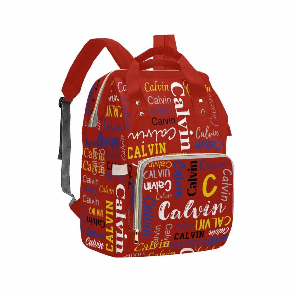Personalized Diaper Backpack, Custom Dark Red Name Logo Diaper Bag Mummy Nursing Baby Bag Casual Travel Daypack Bag Fashion Multipurpose Shoulder Bag for Travel Shopping Mom Gifts