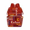 Personalized Diaper Backpack, Custom Dark Red Name Logo Diaper Bag Mummy Nursing Baby Bag Casual Travel Daypack Bag Fashion Multipurpose Shoulder Bag for Travel Shopping Mom Gifts view 2