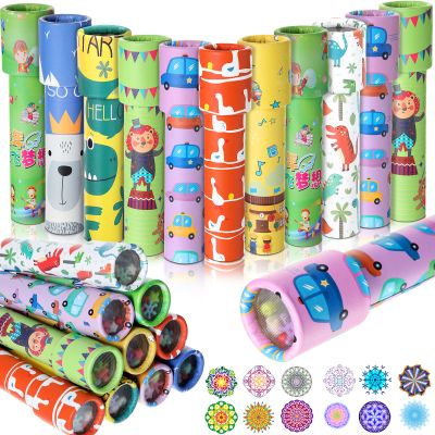 24 Pcs Classic Kaleidoscopes for Kids Educational Kaleidoscope Toys Party Favor Return Gifts Paper Tumble Tube Prism Lens Old Fashioned Vintage Valentines Gift for Kids Stock Stuffer(Vivid Style)