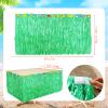 22 Pcs Hawaiian Grass Table Skirt Aloha Party Decoration Including Glittery Aloha Banner Tropical Green Leaves and Luau Table Grass Skirt for Summer Theme Birthday Beach Pool Party Favors(Green) view 2
