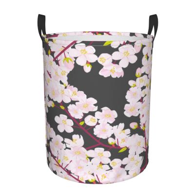 Foruidea Cherry Blossom Laundry Basket,Laundry Hamper,Collapsible Storage Bin, Oxford Fabric Clothes Baskets,Nursery Hamper For Home,Office,Dorm,Gift Basket