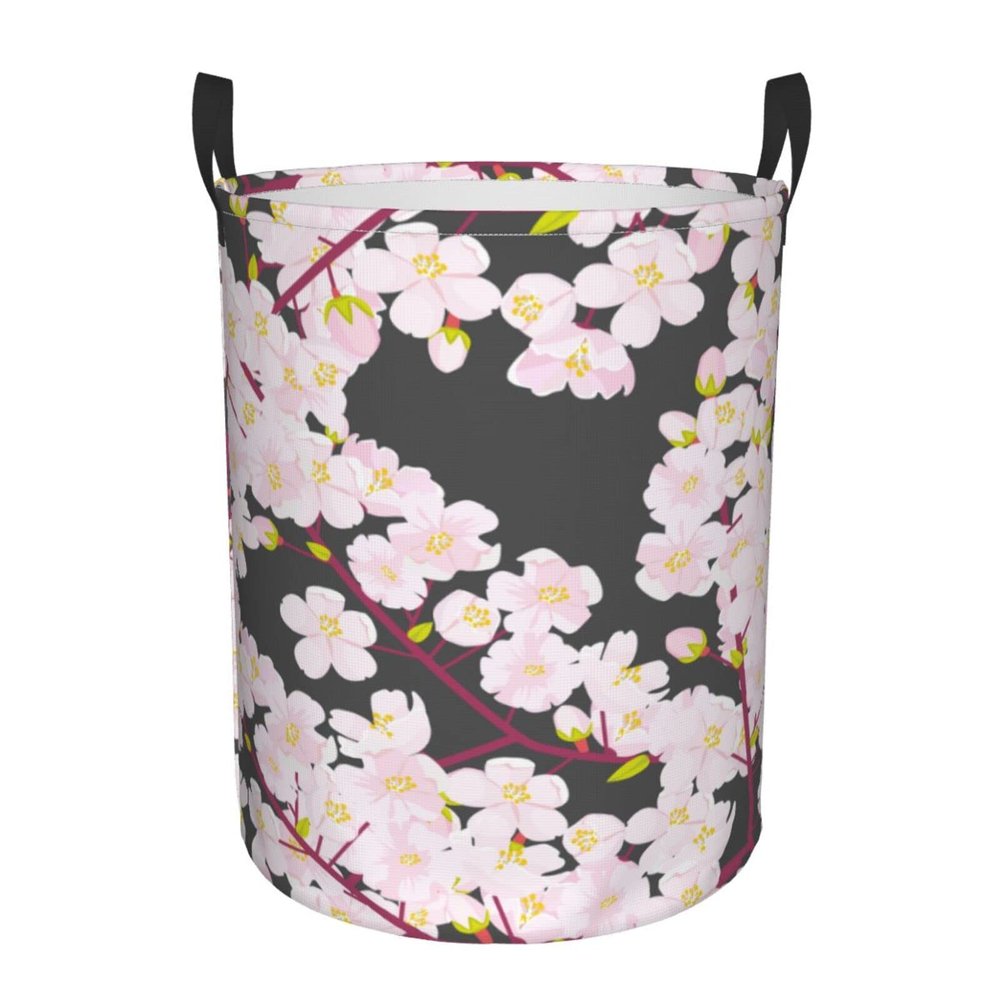 Foruidea Cherry Blossom Laundry Basket,Laundry Hamper,Collapsible Storage Bin, Oxford Fabric Clothes Baskets,Nursery Hamper For Home,Office,Dorm,Gift Basket