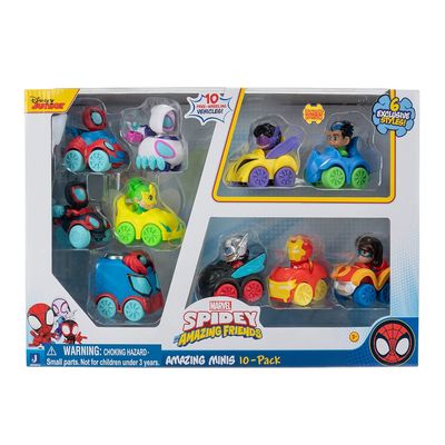 Kufika Marvel's Spidey and his Amazing Friends SNF0102 10 Pack-Ten 2-Inch Amazing Mini Vehicles-Toys Featuring Your Friendly Neighbourhood Spideys