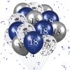 18th Birthday Balloons, 15 PCS Navy Blue Silver Latex 18th Birthday Balloons for Boys Girls 18th Anniversary Happy Birthday Party Decorations Navy Blue Balloons Decor Supplies,12 Inches view 1