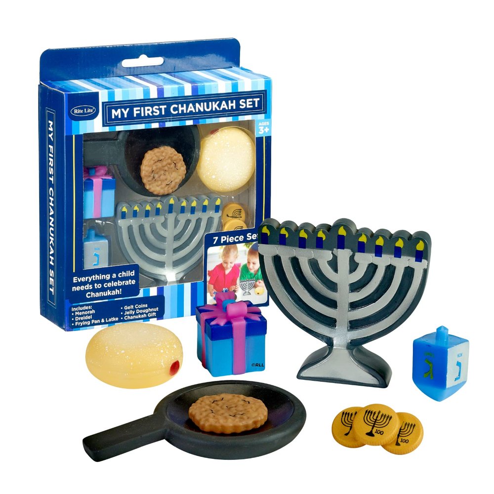 Rite Lite My First Chanukah Play Set - 7 Piece Hanukkah Toy Gift Set for Kids, Jewish Holiday Bulk Party Favors Pretend Play Fun & Educational Festival of Lights Play Kit Perfect for Hours of Fun!