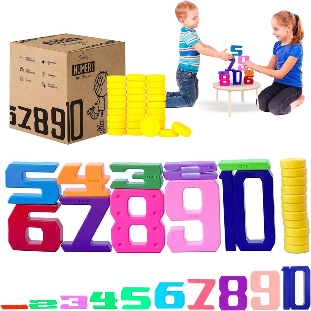Skoolzy 44 Pc Counting Coins & Learning Set Montessori Math Development Kit for 18 Months+