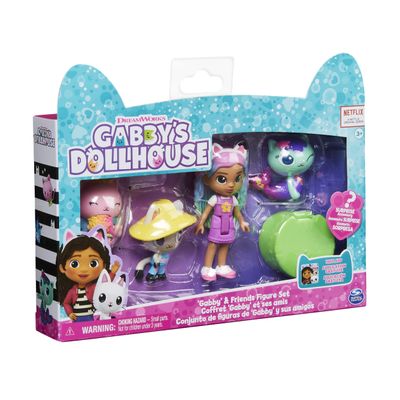 Gabbys Dollhouse, Gabby and Friends Figure Set with Rainbow Gabby Doll, 3 Toy Figures and Surprise Accessory Kids Toys for Ages 3 and up