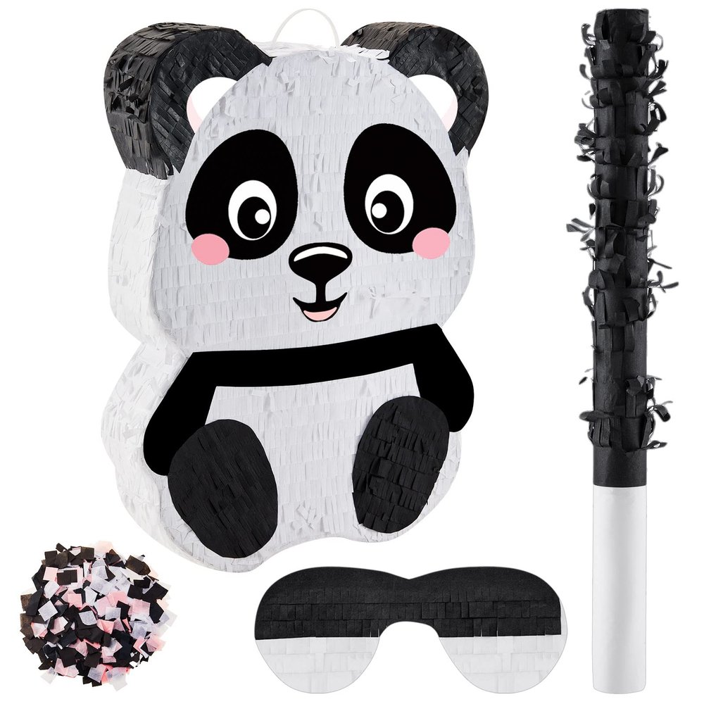 Panda Piatas for Birthday Party Forest Animal Piata with Stick, Blindfold, Confetti for Adults Birthday Baby Shower Party Supplies
