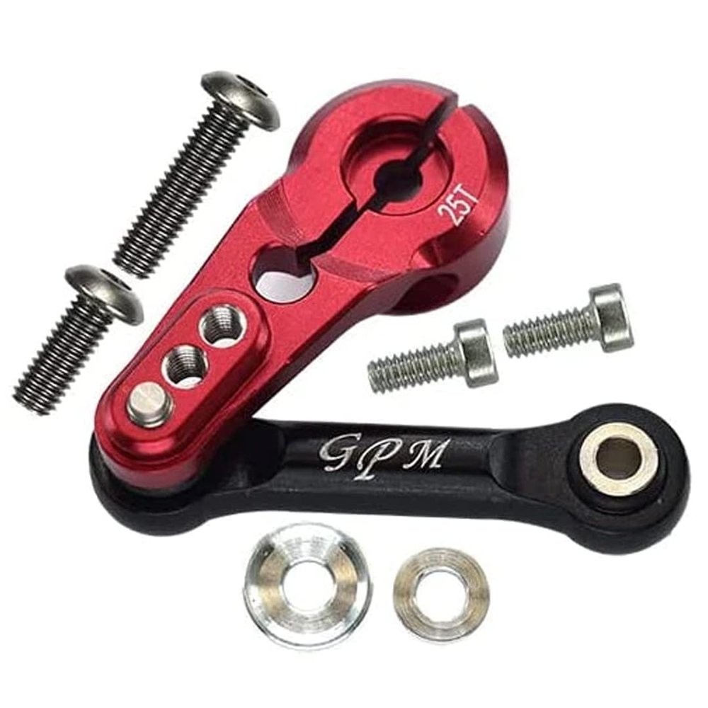 GPM 8Pc Set Upgrades Aluminum 6061-T6 Tie Rod+25T Servo Horn 1/8 4Wd Sledge Monster Truck (95076-4) (red)