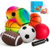 EVERICH TOY Balls for Toddlers 1-3, 7 Pcs 5" Playground Balls for Kids, Soft Rubber Small Sports Ball Set with Football, Basketball, Soccer, Indoor Outdoor Toddler Toys Games Gifts for Boys Girls view 1