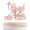 1 Pack Official Pre-teen 12 Cake Topper Glitter Happy 12th Birthday Cake Pick Cheers to 12 Years Old Cake Decorations for Teen 12th Birthday Party Supplies Rose Gold view 1