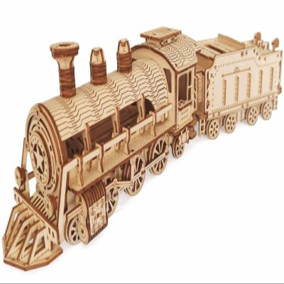 3D Wooden Puzzle - DIY Mechanical Steam Train Model Kits - Wood Crafts Vehicle Building Model - Wooden STEM Brain Teaser Puzzle - Steam Train Christmas Birthday Gifts for Adults & Teens