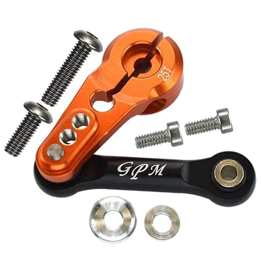 GPM 8Pc Set Upgrades Aluminum 6061-T6 Tie Rod+25T Servo Horn 1/8 4Wd Sledge Monster Truck (95076-4) (Orange)