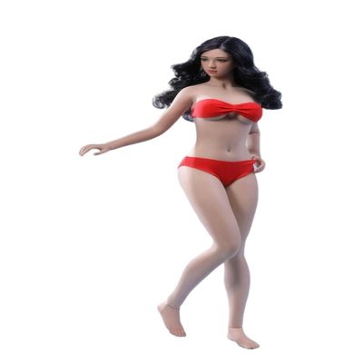 1/6 Scale Female Body, Female Super Flexible Pale/Suntan Skin Seamless Action Figure Body Doll with Detachable Feet (S49 Suntan Skin with Head Sculpt)