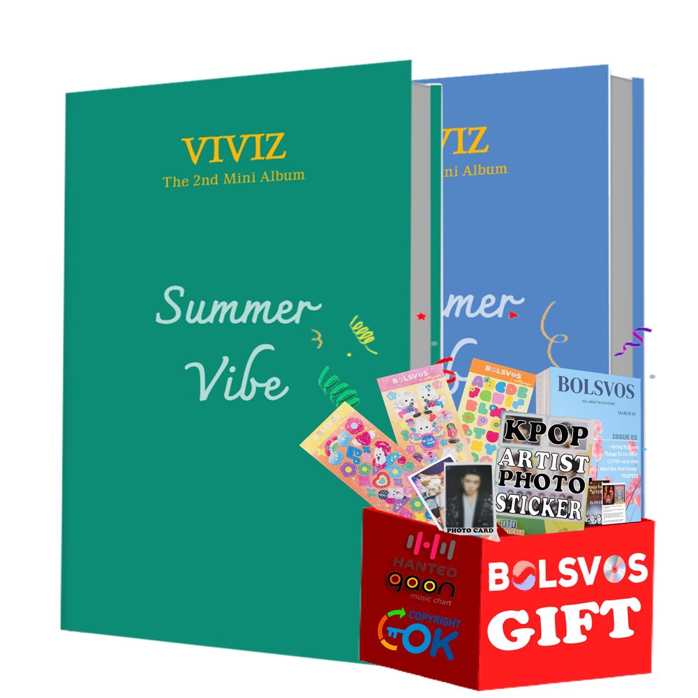 VIVIZ - Summer Vibe [F+R Full Set ver.] (2nd Mini Album) 2 Albums+Pre Order Limited Benefits+BolsVos K-POP eBook (21p), BolsVos Sticker for Toploader, Photocards