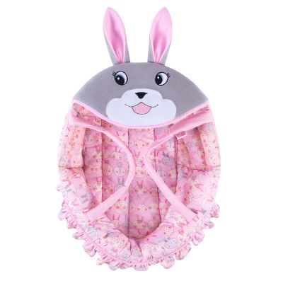 Rakki Dolli Doll Carry Cot Doll Carry Crib Doll Carrier with Fashion Embroidered Rabbit Face, Fits for 16 18 American Girl Dolls