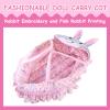 Rakki Dolli Doll Carry Cot Doll Carry Crib Doll Carrier with Fashion Embroidered Rabbit Face, Fits for 16 18 American Girl Dolls view 2
