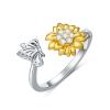 SLIACETE Sunflower Spinner Ring 925 Sterling Silver Fidget Ring Adjustable Anti-Anxiety Rings Jewelry Gifts for Women Anxiety view 1