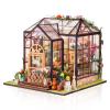 GuDoQi DIY Miniature Dollhouse Kit, Tiny House with Furniture, 1:24 Scale, Handmade Gift for Birthday Christmas Day, Jenny Greenhouse Flower Shop view 1
