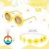 Cindeer 36 Pcs Retro Flower Sunglasses Daisy Flower Headbands Peace Sign Necklace Set, Groovy Party Decorations Hippie Costume Accessories 60s 70s Party Favors for Kids view 2