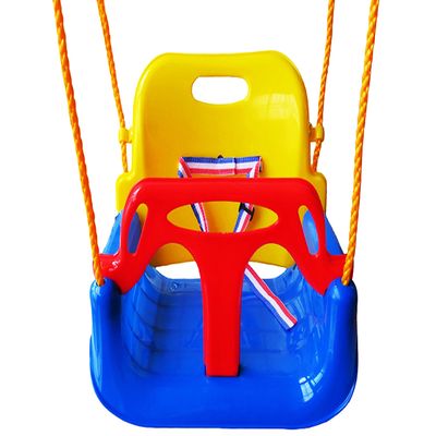 3-in-1 Infant to Teenager Swing Set Anti-flip Snug & Secure Detachable Children Outdoor Play Patio Garden(Color:Blue Chair+Red Handrail)