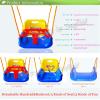 3-in-1 Infant to Teenager Swing Set Anti-flip Snug & Secure Detachable Children Outdoor Play Patio Garden(Color:Blue Chair+Red Handrail) view 3