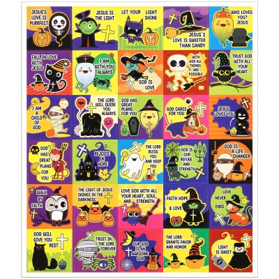 600 Pcs Christian Halloween Stickers Christian Pumpkin Cute Jesus Fall Religious Reward Students Pumpkin Stickers Church Supplies
