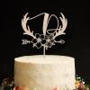Vinisong Personalized Initials Cake Topper Wreath Letter D Cake Topper Wood Monogram Cake Topper Rustic Wedding Cake Topper Birthday Cake Decoration(Design 01,D) view 1